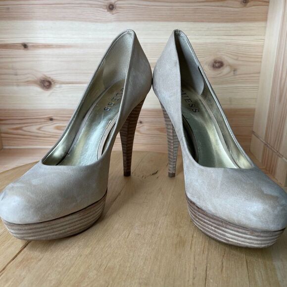 Wm Guess Gray Closed Toe Slip On Pumps Heels US 7M - Picture 4 of 7